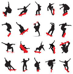 20 skateboarders silhouette