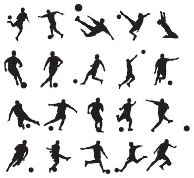20 soccer poses silhouette.