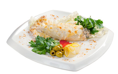 Squid Stuffed with Fish and Vegetables.