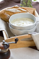 Creamy trout and celery soup