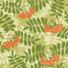 background of red rowan seamless pattern