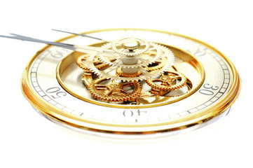 Golden Clock with gears
