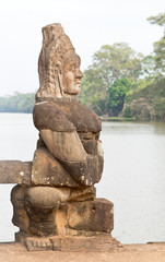 Demon sculpture at Victory gate Angkor Thom,Cambodia.