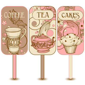 Coffee, Tea And Cakes Labels