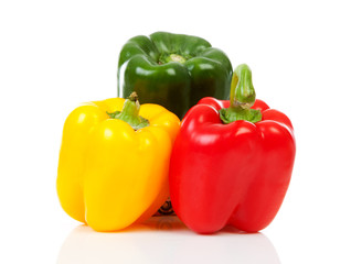 Three fresh paprika ( red, yellow and green)