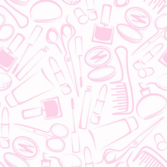 Seamless background with cosmetics