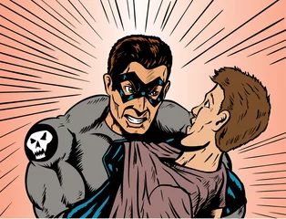 Fototapete Comics Wütender Superheld oder Bösewicht, der auf einen Typen wütend ist