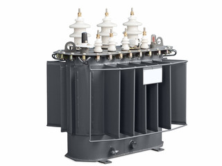 high-voltage transformer on a white background