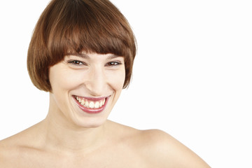 beautiful smiling woman portrait on white background