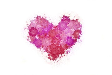 Heart made with flowers_White background