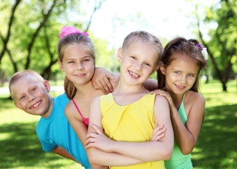 Children playing in the summer park