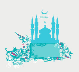 Fototapeta na wymiar Ramadan background - mosque silhouette vector card