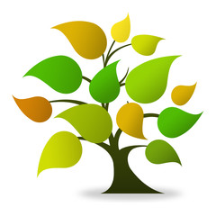 Tree logo (green, orange)