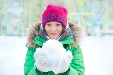 Portrait of a woman in winter park