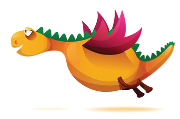 Vector illustration of funny yellow dragon.