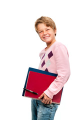 Obraz premium Portrait of young student holding notebooks