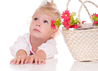 girl with flowers