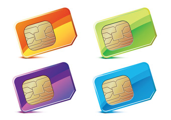 Vector illustration of color SIM Cards.
