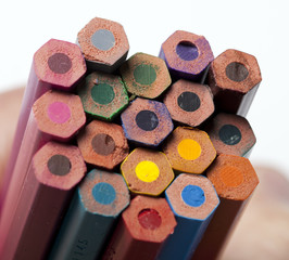 collorfull pencils in detail on a white background