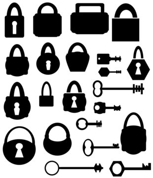 Silhouettes keys and locks