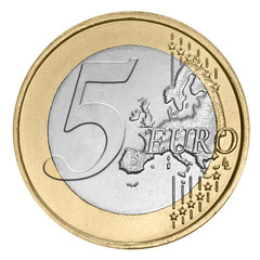 Five euro coin - obrazy, fototapety, plakaty