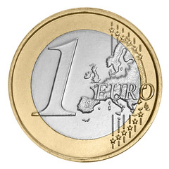 One  euro coin - obrazy, fototapety, plakaty