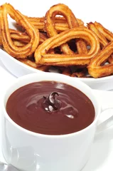 Foto op Plexiglas churros con chocolate, a typical Spanish sweet snack © nito