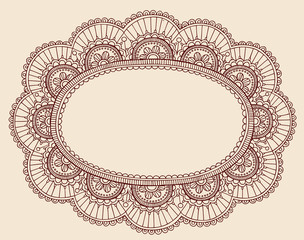 Henna Lace Doily Frame Vector Doodle