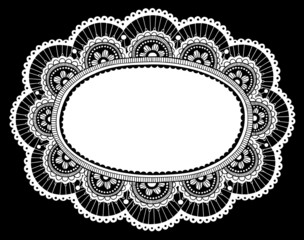 Lace Doily Flower Frame Doodle- Vector Illustration Design