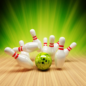 Bowling Strike grün