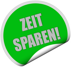 Sticker grün rund curl unten ZEIT SPAREN!