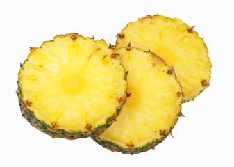 Fresh slice pineapple on white background