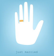 Obraz premium just married, hands silhouette with wedding ring