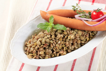 Lentils and sausages