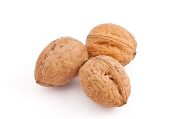 Walnuts on white fone