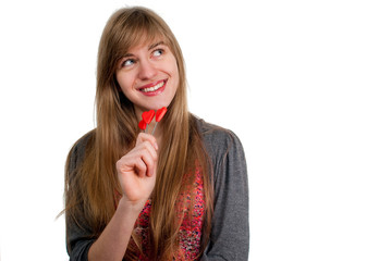 Happy young blonde woman