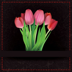 abstract grunge floral background with red tulips