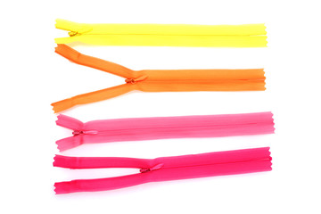 Multicolored zipper isolated on white