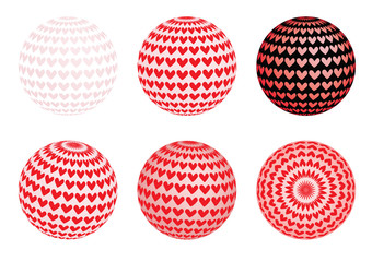 set of globes with valentines vector illustration