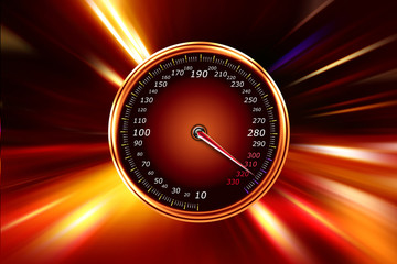 speedometer on night road