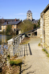 Sarthe river bank at Alençon in France - obrazy, fototapety, plakaty