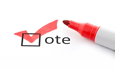 Red checkmark on vote checkbox