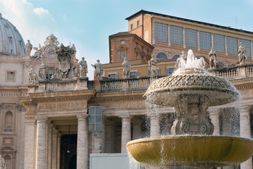 Fototapeta premium Vatican. A fountain before St. Peter's Cathedral