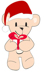 Cute hand drawn style Christmas teddy bear