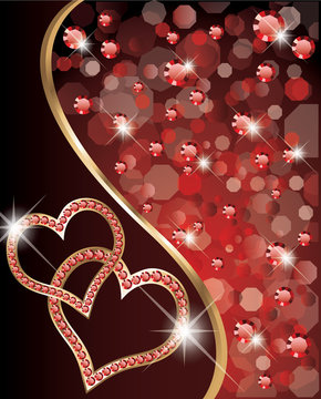 Two hearts love banner, vector illustration