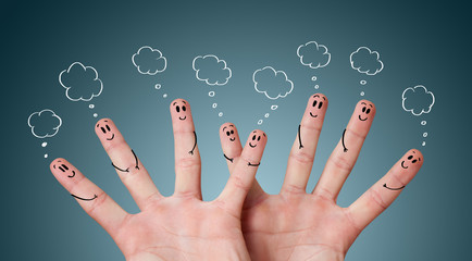 Funny finger smileys with bubbles