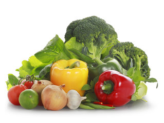 fresh vegetables on a white background