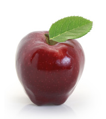 Fresh red apple on white background