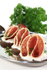 Canape mit Salami