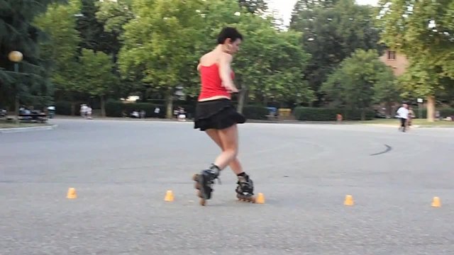 Girl skating freestyle